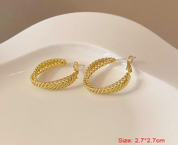 

korean vintage style gold metal large irregular geometric c shape dangle drop earrings for women girls fashion jewelry8018932, Silver