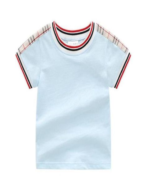 

cute summer baby boys girls plaid tshirts cotton kids short sleeve tshirt children shirt girl shirts 17 years boy clothing5322201, Blue