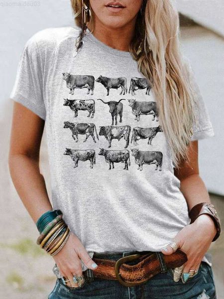

women's t-shirt cute cow cattle western country t-shirt funny womens graphic t shirts farm animals tees casual short sleeve farmer lov, White