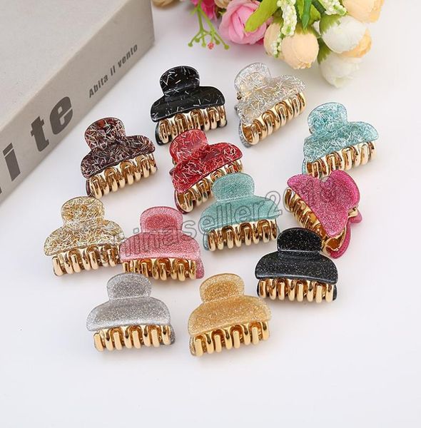 

sweet mini chic hair claw crab clamps metal acetate hair clip leopard hairpin crab for women girls hair accessories2496536, Golden;silver