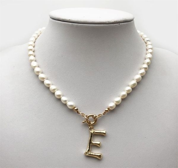 

real pearl necklace choker alphabet az initial stainless steel buckle goldcolor pendant freshwater jewelry 2202281142483, Silver