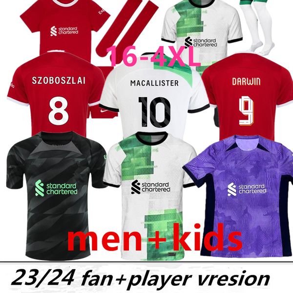 

s-4xl 23/24 soccer jerseys fan player version gakpo darwin 2023 luis diaz alexander arnold football kit mac allister szoboszlai kids uniform, Black;yellow