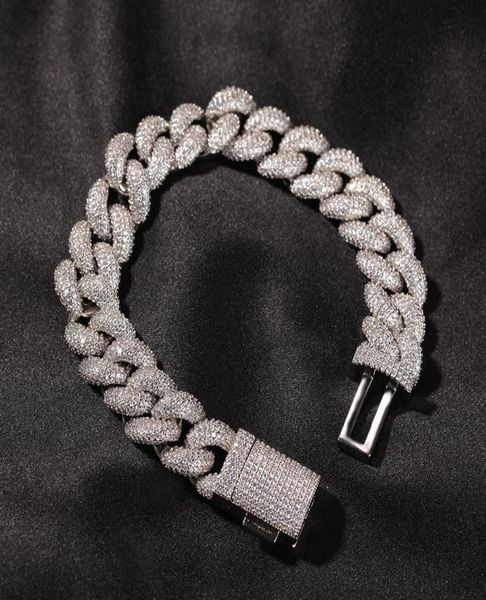 

fashion mens hip hop bracelet jewelry 3d iced out chain gold silver miami cuban link chains bracelets 14mm6019426, Black