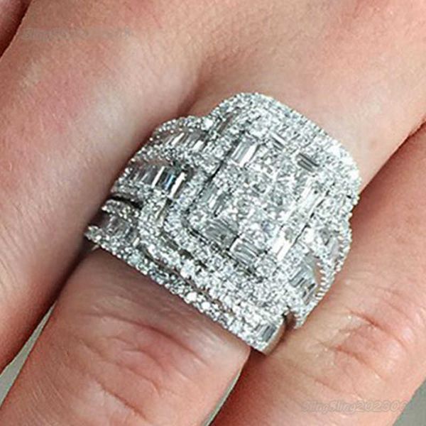 

bling bling vvs moissanite ring 100% 925 sterling ring designer style new ring luxury women's diamond pair ring set ring men's wed, Silver