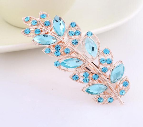 

women crystal leaf hairclip bridal wedding headpieces rhinestone leaves hair clips barrettes for girls bridesmaid part5033890, Golden;silver