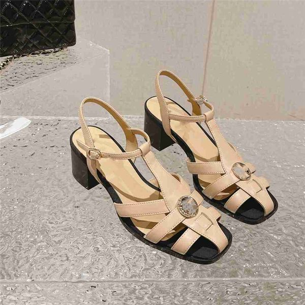 

summer popular women's sandals 2023 channel fashion luxury brand business work leisure travel letter logo women's high heels men&#, Black