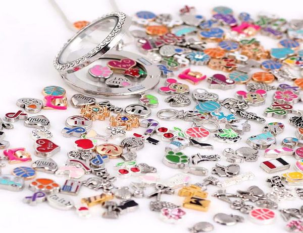 

colorful images100pcslot styles mixed designs floating locket charm alloy charms for glass living lockets jewelry diy7837349, Bronze;silver