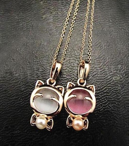 

fashion super cute lucky cat opal sweater chain women necklace jewelry 4nd19286x8800310, Silver