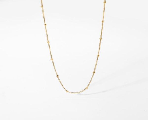 

pendant necklaces tarnish waterproof stainless steel thin bead chain necklace for women minimalist trendy stacking choker3070037, Silver