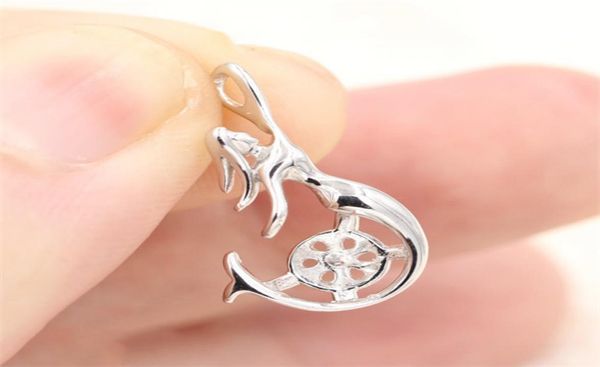 

100 real s925 sterling silver mermaid wome039s pearl pendant mounting fashion diy necklace jewelry settings findings whole6496832