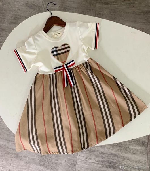 

girls dress 2020 new arrival summer girls short sleeve cotton baby kids beautiful love embroidery princess striped dr3742199, Red;yellow