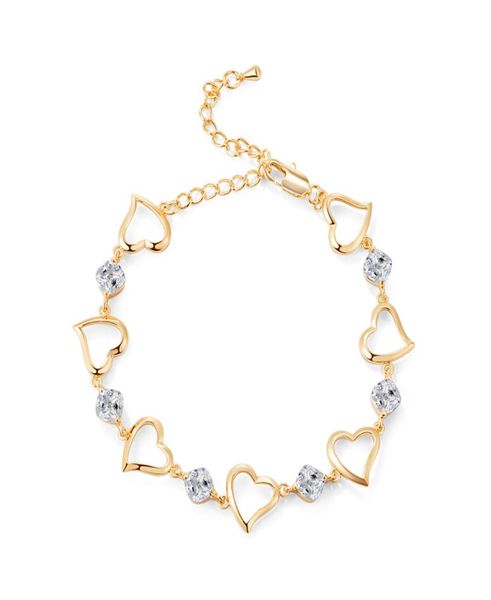 

europe and america fashion trendy 18k yellow gold plated cz hearts anklets chain link for girls women for wedding party4398548, Red;blue