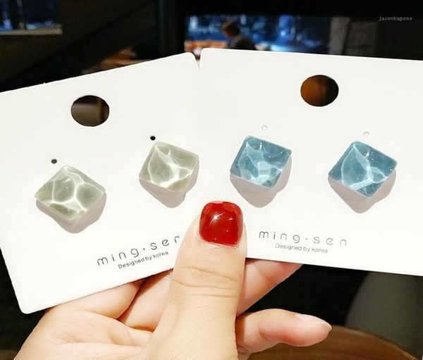 

stud square resin women earrings korean cute candy color chic earing fashion jewelry girls accesorios pendientes mujer moda 202118520318, Golden;silver