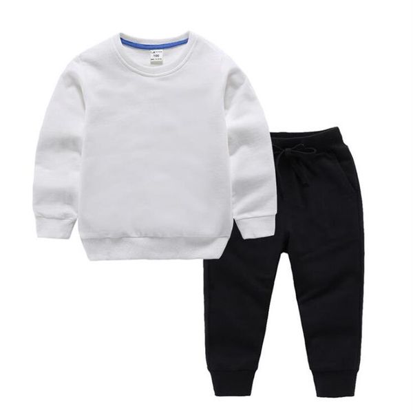 

spring and autumn children's clothing sets kids clothes boy two-piece long sleeve pants girl sweatshirt set letter brand prin321i, White