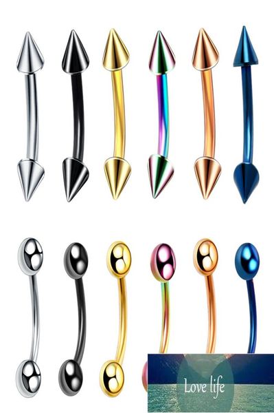 

10pcslot stainless steel eyebrow ring spike ball curved barbells eyebrow piercing bar body jewelry helix piercing ring 16g factor1779913, Silver