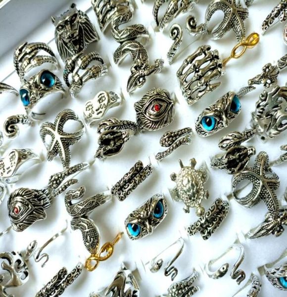 

whole 50pcs alloy mix fashion punk rings women039s men039s exquisite finger ring jewelry lot17020321236144, Golden;silver