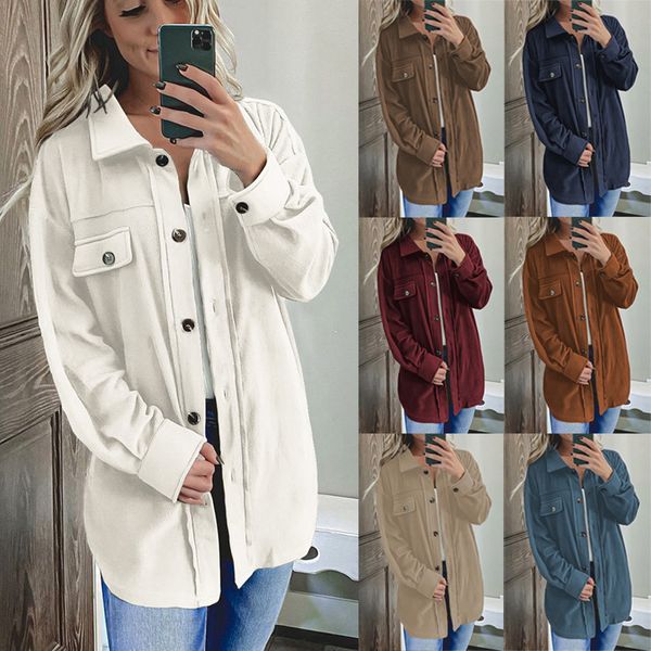 

autumn winter new european american fashion women's jackets solid color long sleeved cardigan outerwear lady lapel loose single breaste, Black;brown