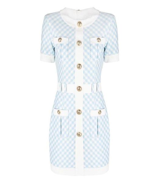 

designer brand women crew neck short sleeve printed dresses female slim sheath mini milan runway party dress e619825523, Black