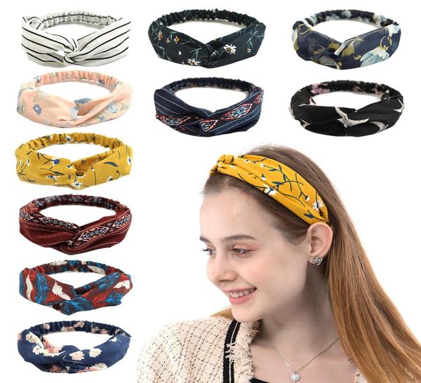 

colorful headband elastic headscarf girls hair accessories ed knotted ethnic head wrap floral wide stretch5490205, Black;brown