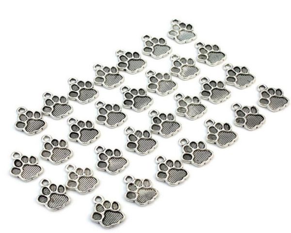 

100pcs alloy dog paw print footprint charms antique silver charms pendant for necklace jewelry making findings 25x12mm7769033, Bronze;silver