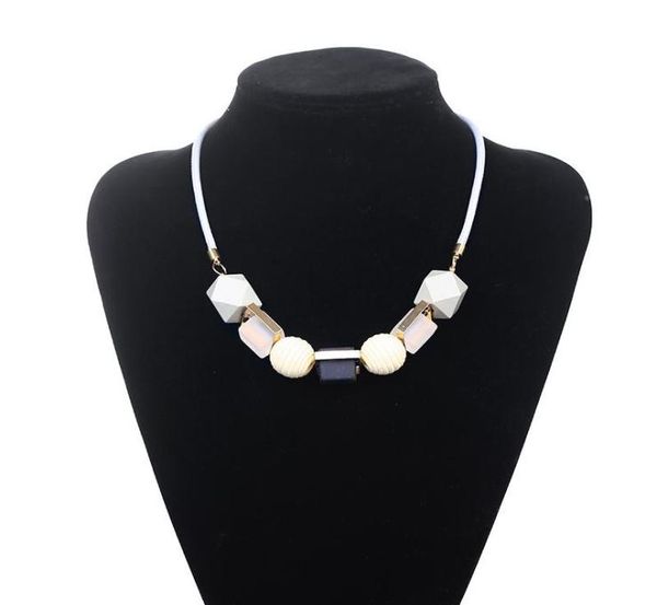 

trendy wood beads womens necklace geometric wooden necklaces pendants statement necklace for women jewelry 5301465, Silver