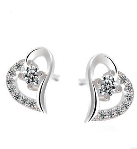 

earrings silver stud earring selling crystal heart stud earrings for women girl wedding party jewelry whole 0029wh1107327, Golden;silver