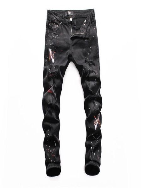 

men039s fashion designer in 2020 fashion men jeans designer straight fit denim pants ripped pants skinny biker jeans5333396, Blue