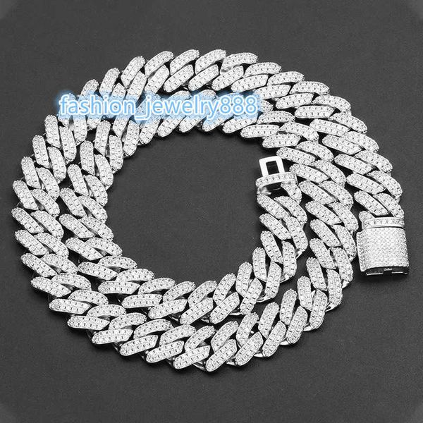 

strands strings 14mm full set mossan stone sterling silver s925 diamond cuba chain hip hop fashion brand necklace accessories, Black