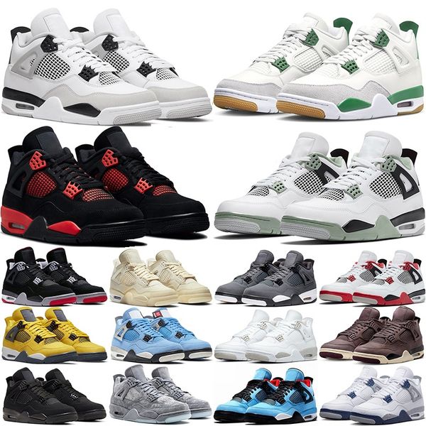 

4 basketball shoes j4 mens designer shoes tn low sneakers womens platform shoes air jumpman 4s 4 black cat 4s retros military black pine gre