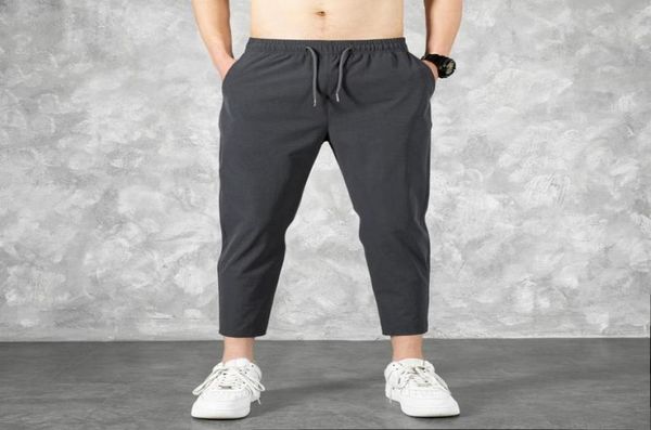 

korean ice silk mens pants summer thin fashion brand loose and versatile quick dry casual 9point sports trousers boy40969361738735, Black