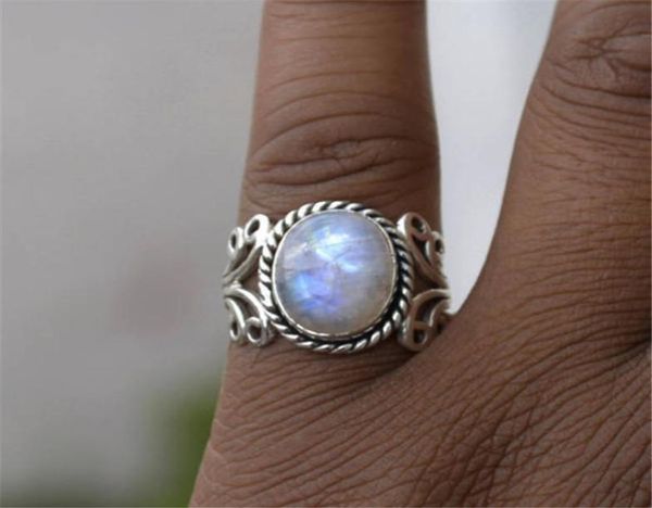 

vintage big healing crystal rings for women boho antique indian moonstone ring jewelry girls ladies gifts jz03015185901742246, Silver