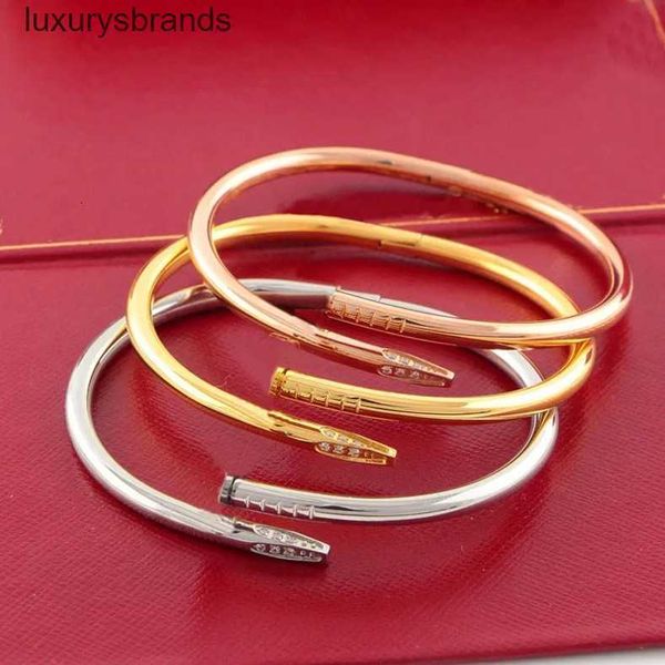

love gold bracelet nail bracelet designer bangles for women mens stainless steel alloy armband pulsera pulseras plated gold silver rose jewe, Black