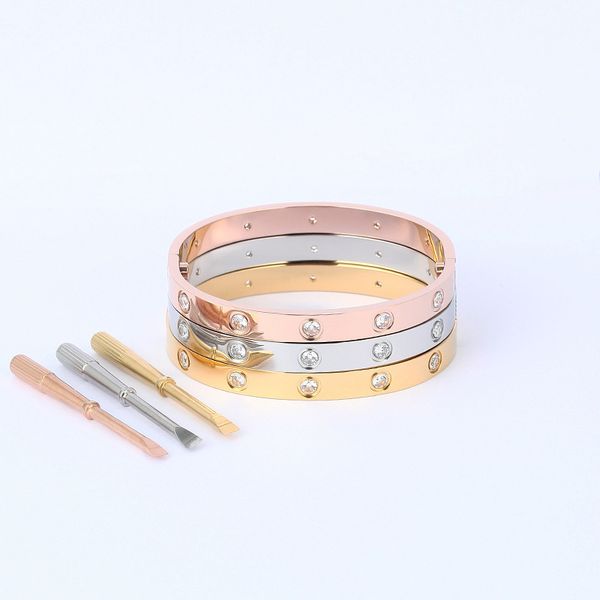 

love bracelets for women silver rose gold bangles with stone women men bangle screw bracelet couple classic diamond jewelry accessories with, Black