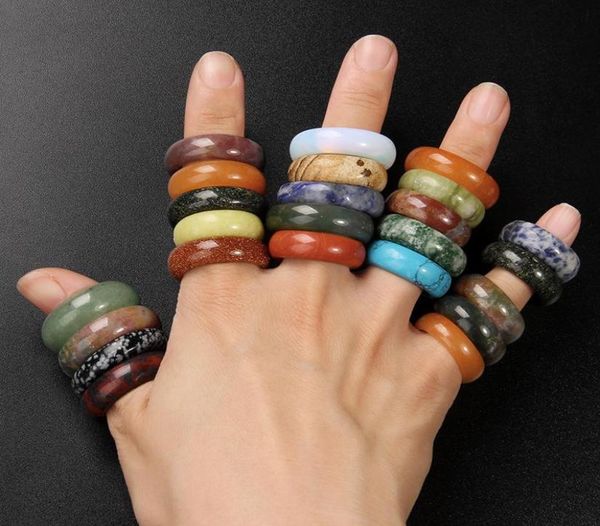 

width 78mm natural crystal stone ring opal colorful agates ring set for women men jewelry9366589, Golden;silver