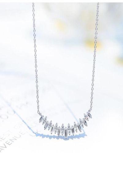 

baguette female lab diamond cz pendant 925 sterling silver party wedding pendants chain necklace for women bridal fine jewelry3270481