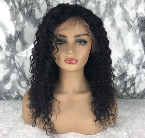 

water wave wig brazilian remy lace front human hair wigs for women bleached knots pre plucked lace front wig 13x49237837, Black;brown