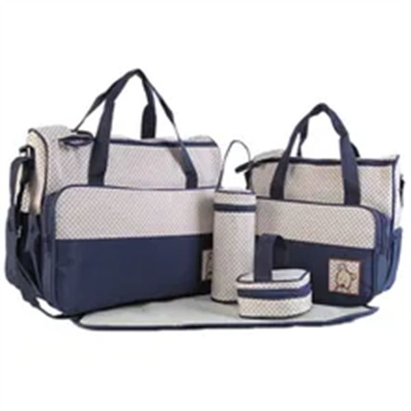 

five piece mommy bag one shoulder oblique straddle mother baby bun mother bag diaper bag, Black