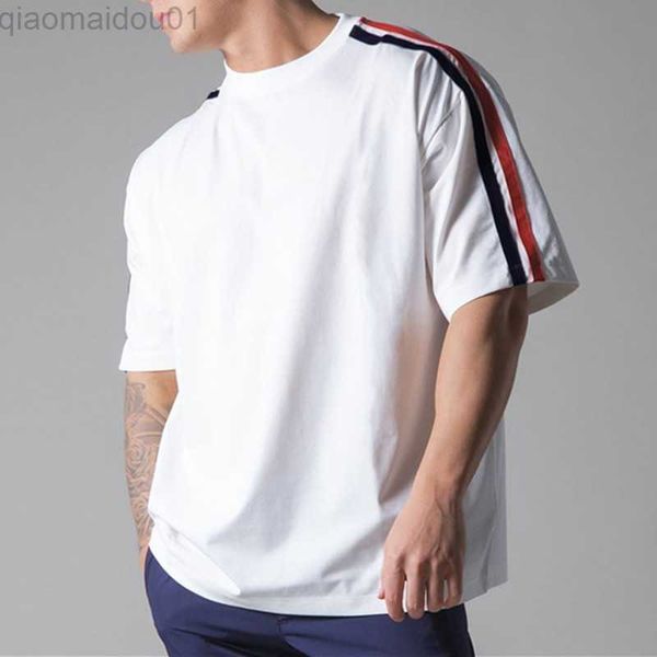 

men's t-shirts gym fitness shirt men running sport skinny t-shirt short sleeve cotton tee summer male bodybuilding training sports t-sh, White;black