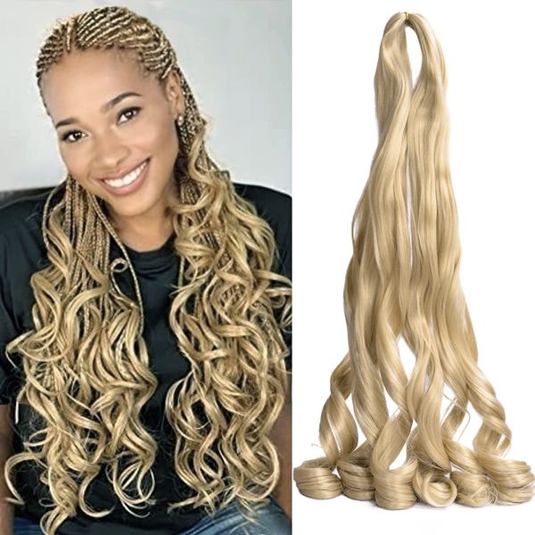 

french curly braiding hair 22 inch loose wavy bouncy braiding hair extensions 75g/pack synthetic hair extensions ls04, Black
