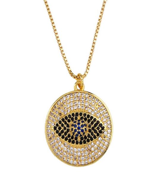 

blue evil eye necklace designer round iced out pendant jewelry crystal diamond silver gold plated zircon choker necklace women bir3455310