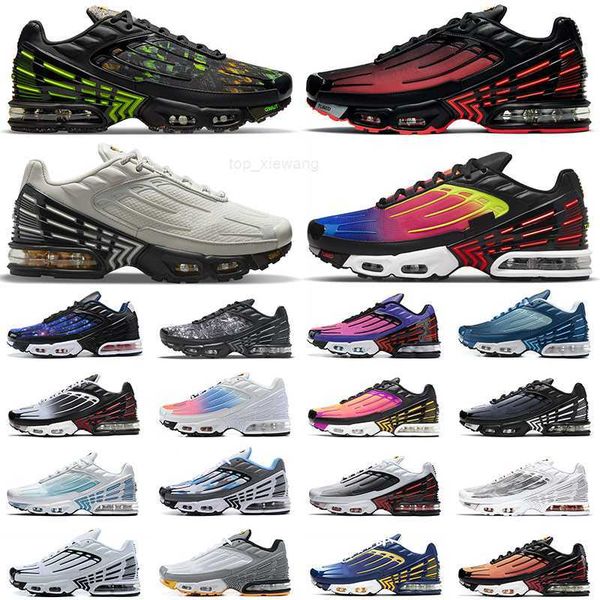 

tn plus 3 running shoes tns men women sneakers volt glow radiant red laser blue pink gradient light bone hyper violet wolf grey mens trainer, Black