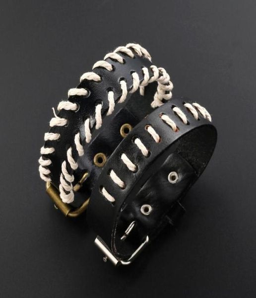

fashion men039s leather cord handwoven bracelet simple and fresh artificial whole charm bracelets6383726, Golden;silver