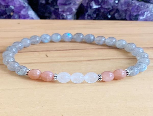 

mg1273 womens 6 mm sunstone moonstone labradorite wrist mala stress relief bracelet gemstones yoga spiritual jewelry8090394, Black