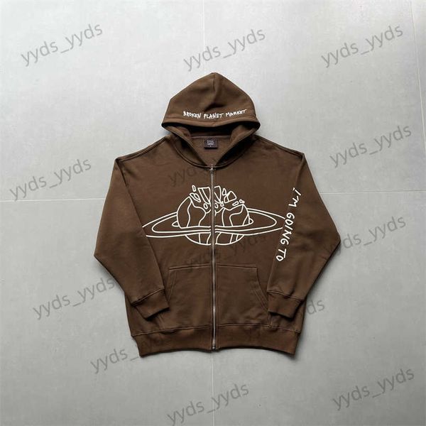 

men's hoodies sweatshirts 23s broken planet earth zip hoodie men's zipper hoodies st quality design women's sweatshirt trip h, Black