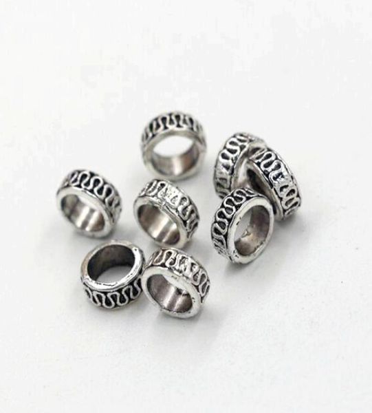 

200pcs antique silver alloy carved large hole spacer beads for jewelry making bracelet necklace diy accessories 84mm1204216, Bronze;silver