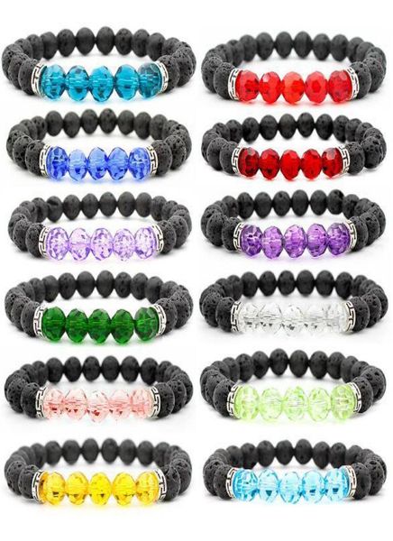 

natural black lava stone crystal beads bracelet diy aromatherapy essential oil diffuser bracelet for women1157247