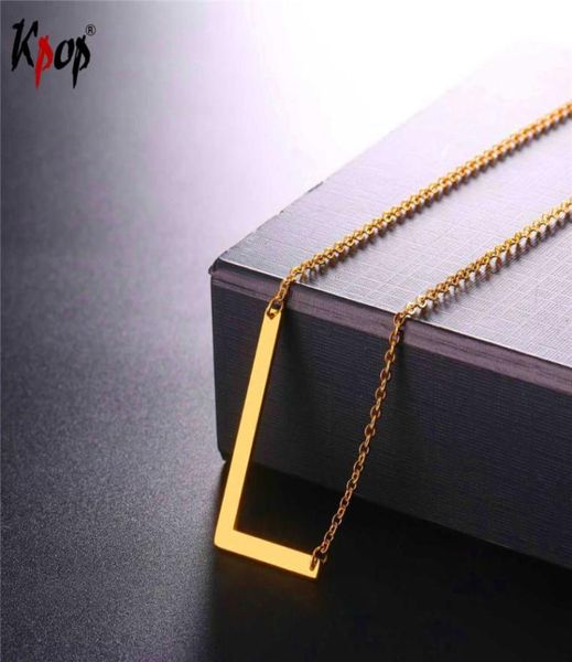 

pendant necklaces kpop stainless steel letter l with chain choker goldblack color for manwoman clavicle necklace jewelry p26139335785, Silver