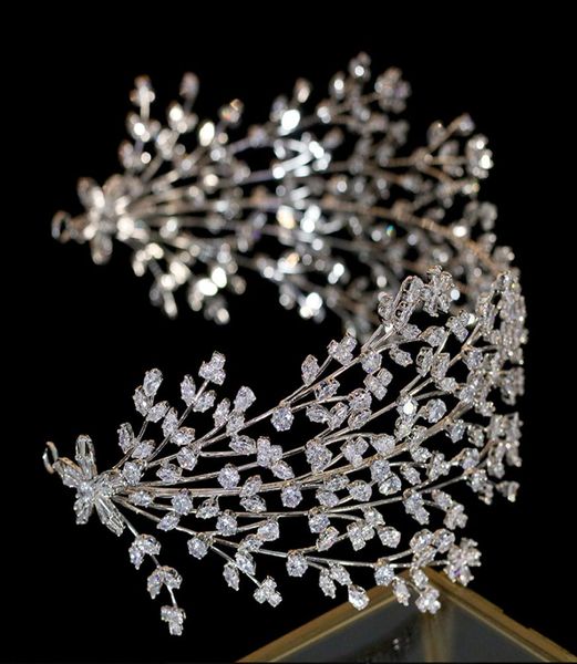 

new design tiara luxury elegant women039s wedding hair accessories headdress and crown of zirconia women039s accessories y201099074, White;golden