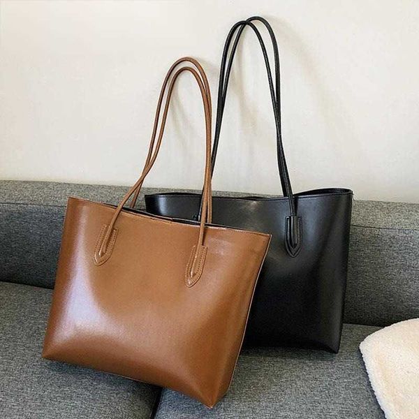 

shoulder bags totes for woman solid color leather single shopping lady shopper trendy tote handbag 230426