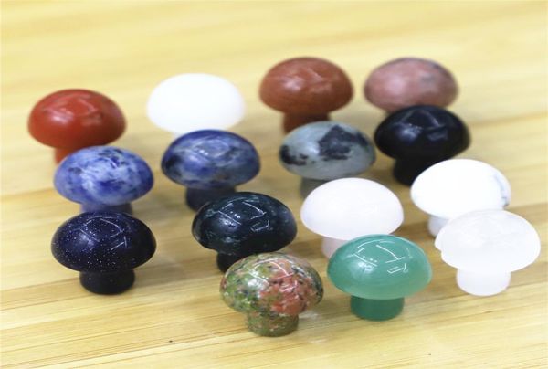 

fashion 20mm mushroom statue natural stone carved decoration quartz hand polished healing crystal reiki trinket gift room ornament2462558, Black